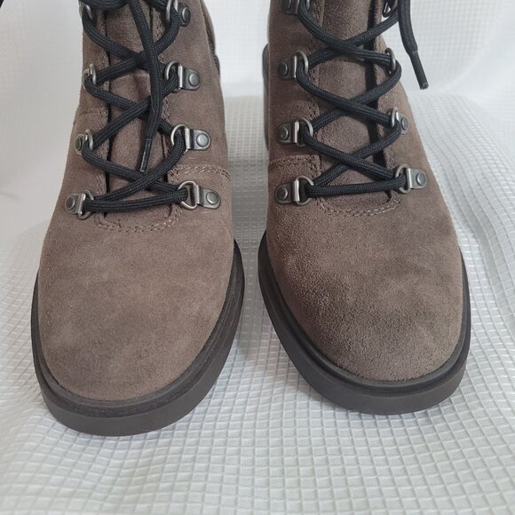 Lucky Brand Womens Size 8.5 Boots Suede Leather Lace-Up Zipper Chunky Heel Y2K - Picture 11 of 12